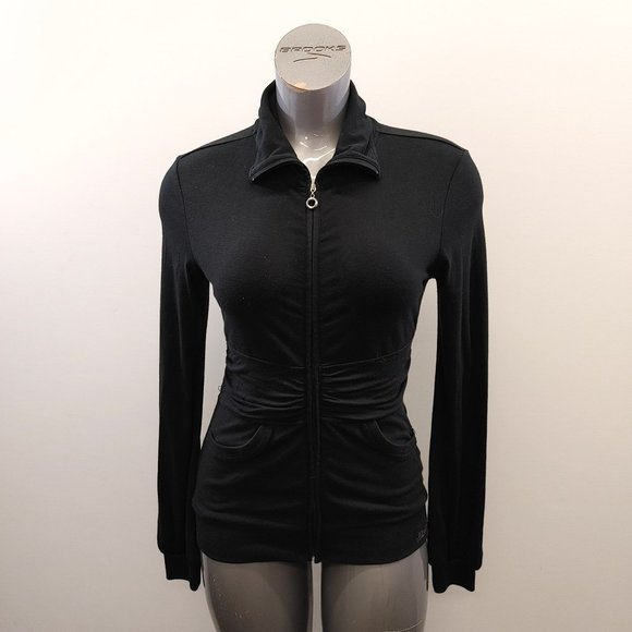 Foxy Jeans Women's Full Zip Jacket Size Medium Black Long Sleeve Mock Neck - Picture 1 of 3